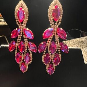 Radiant Ruby and Gold Leaf Earrings